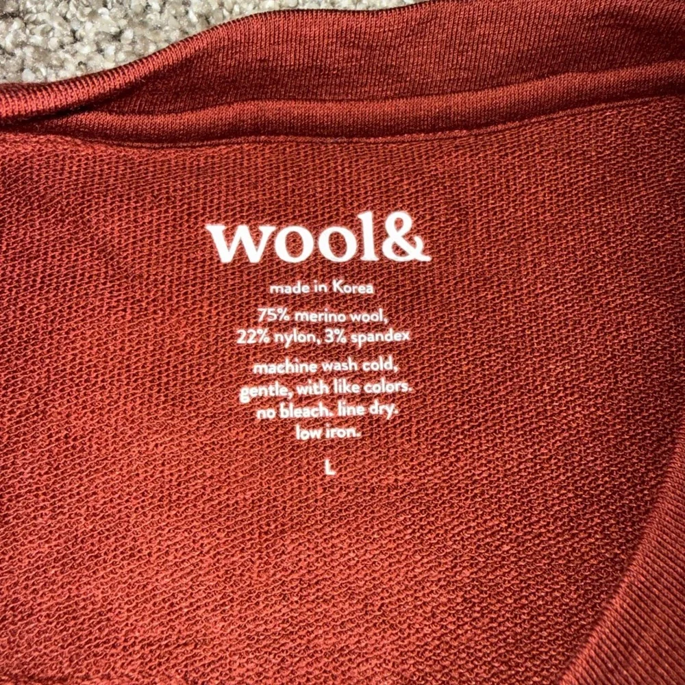 Wool& Merino Wool Sweatshirt Womens Large Rust Red Excellent Raglan Sleeve - Picture 2 of 3